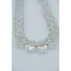 Vintage Clear Glass Chunky Bead Necklace 18 Inches Marked "T" Talbots